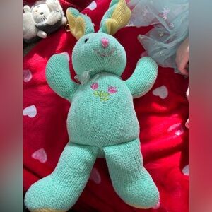Mint Green Knitted Bunny Plush Toy